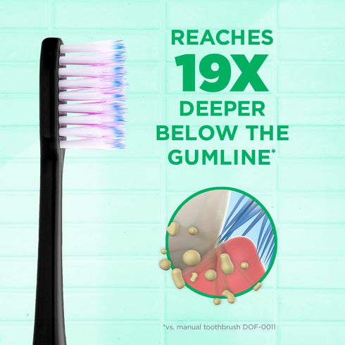 GUM Sonic Powered Toothbrush, Tapered Bristles Clean Below The Gumline, Bundle, Black, 1 Handle(1ct) + 2 Refills(2ct. 1pk)...
