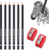 Professional Eraser Pencil Set, 6pc Eraser Pencils and 2pc Sharpener, Erasing Small Details or add Highlights for Sketching, Charcoal Drawings. Fi...