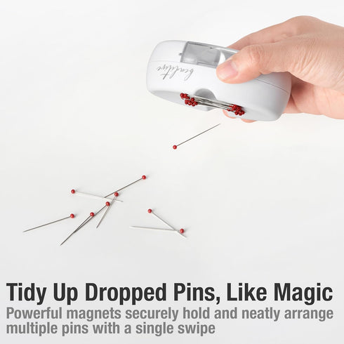 Beaditive Magnetic Pin Cushion with Drawer - Strong Magnet Pin Holder Cushions for Sewing - 50 Glass Head Quilting Pins Included - Chic Pincushion...