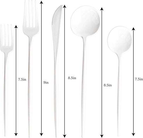 Novelty Modern Flatware Cutlery Disposable Plastic Combo Set 40 Count Luxury White, Service for 8...