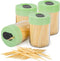 Urbanstrive Sturdy Safe Toothpick Holder with 1600 Natural Wood Toothpicks for Teeth Cleaning, Unique Home Design Decoration, 4 Pack, Green...