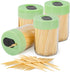 Urbanstrive Sturdy Safe Toothpick Holder with 1600 Natural Wood Toothpicks for Teeth Cleaning, Unique Home Design Decoration, 4 Pack, Green...