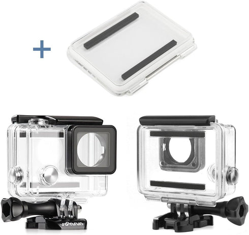 SOONSUN Standard Waterproof Case Dive Housing for GoPro Hero 4 Black, Hero 4 Silver, Hero 3+, Hero 3 Cameras with BacPac Backdoor for Extended Bat...