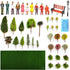 Model Scenery Kit, Painted Figures, Model Train Scenery, 47pcs, Miniature Trees, Model Trees, Model Grass Mat for Miniature Scene Landscape...