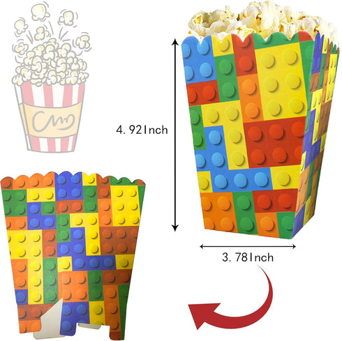 12 PCS Building Block Popcorn Boxes Building Block Party Supplies Building Block Party Favor Boxes Building Block Birthday Party Favors Building B...