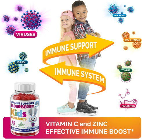 DR. MORITZ Elderberry Gummies for Kids and Adults (2 Pack) - Elderberry Vitamin C and Zinc for Kids Immune Support - Vegetarian, Gluten Free...