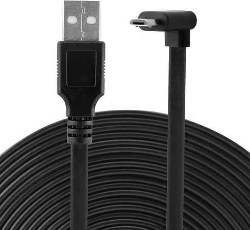 LEFXMOPHY Black Power Cord for WYZE Cam Pan V3 / Cam v3 Pro 2K 90 Degree Right Angle L-Shape Connector 20ft Micro USB Right Angle Flat Extension C...