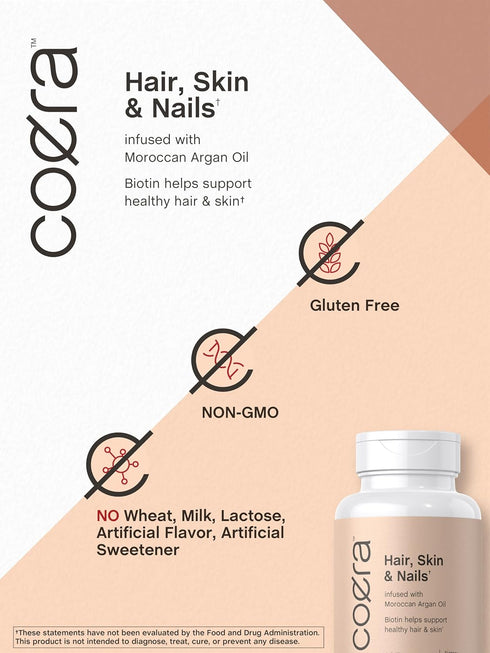 Hair, Skin and Nails Vitamins | 165 Softgels | with Biotin, Collagen & Moroccan Argan Oil | Non-GMO & Gluten Free Supplement for Men and Women...