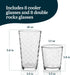Libbey Awa Tumbler and Rock Glasses Drinking Set, Elegant Polka Dot Drinking Glasses Set of 16, All Purpose Glass Cups Set for Events and Everyday...