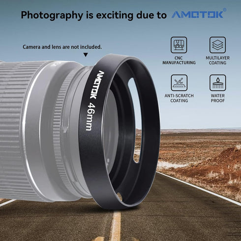 46mm Camera Lens Hood Compatiable All Brands Ø46mm Lenses.Example 75mmf/2.5SUMMARIT;90mmf/2.8ELMARIT,35-100mmf/4.0-5.6;for LumixG14mmf/2.5ASPH,35-...