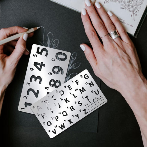 Metal Number Alphabet Stencils Mixed Letter Number Stencils Stainless Steel Number Alphabet Template for Painting Wood Carving Drawings Woodburnin...