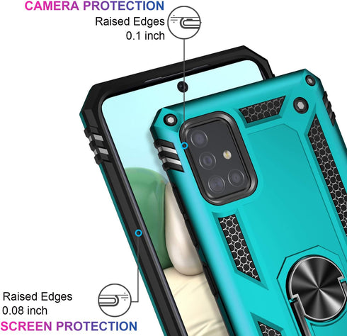 LUMARKE for Galaxy A51 4G Case with Screen Protector,Pass 16ft. Drop Tested Military Grade Protective Phone Cover with Magnetic Ring Kickstand Com...