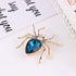 COLORFUL BLING Crystal Steen 1 Pcs Three Colors Spider Crystal Brooch Rhinestones Wedding Boutonniere Jewelry-Blue...