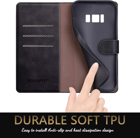 SUANPOT for Samsung Galaxy S8+ /S8 Plus 6.2 inch (Not Fit S8) Leather Wallet case with RFID Blocking Credit Card Holder, Flip Folio Book PU Cell P...