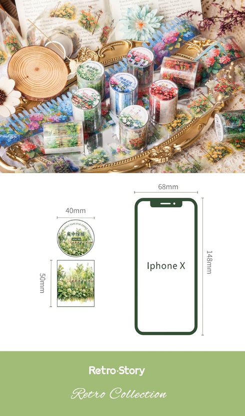6pcs Decorative Adhesive Tapes botanical landscaping PET Tape Great for Bullet Journal Supplies, Arts, Scrapbook, DIY Crafts, Planners (shanlanzhi...