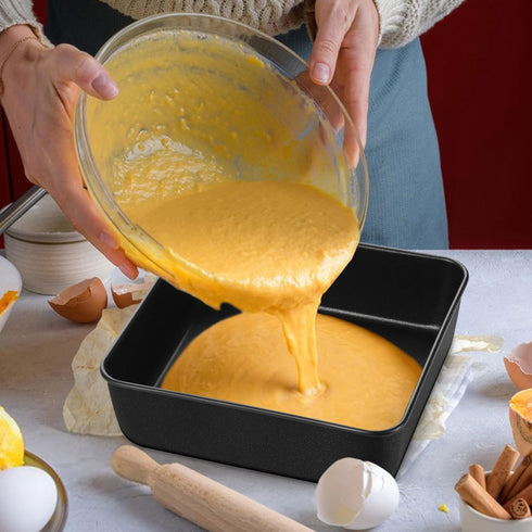 E-far 9x9 Baking Pan, Nonstick Square Cake Pan with Stainless Steel Core, Black Metal Bakeware for Brownies Lasagna Cakes, Non-toxic & Easy Clean,...