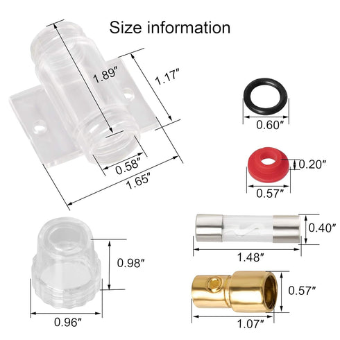 OIIKI 4-8 Gauge AWG in-line AGU Fuse Holder with 2 PCS 60A AGU Type Fuse for Car Audio, Alarm Amplifier, Truck Audio, Compressors...