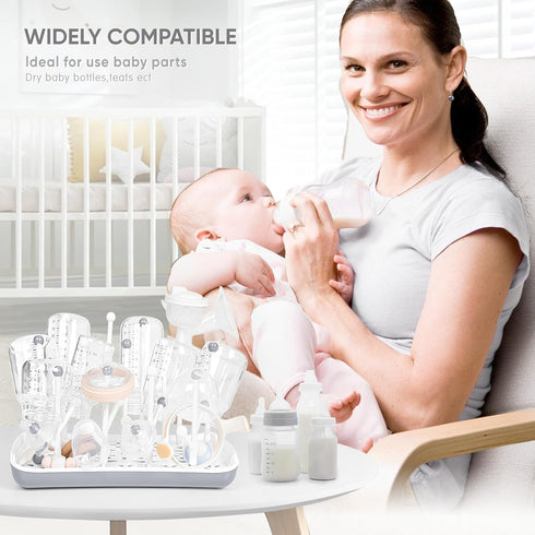 Baby Bottle Drying Rack with Tray, Termichy High Capacity Bottle Dryer Holder for Bottles, Teats, Cups, Pump Parts and Accessories, Gray...