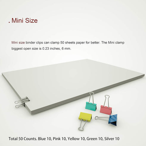 Mini Binder Clips Colorful Metal Clamp (Mini, 50 PCS)...