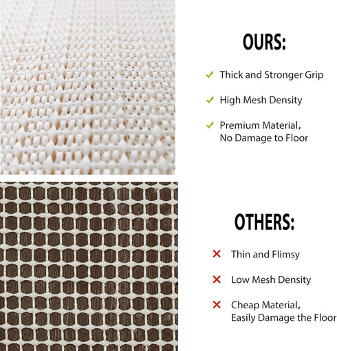 Non Slip Rug Pads for Hardwood Floors, 3x5 Rug Pad Gripper for Area Rugs, Under Carpet Anti Skid Mat, Beige, Keep Your Rugs Safe and in Place...