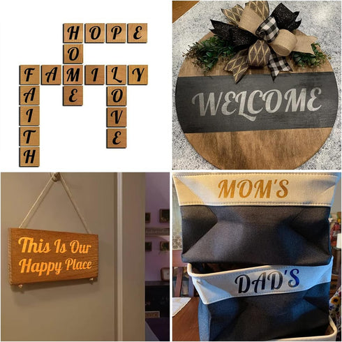 2 Inch Alphabet Letter Stencils for Painting - 62 Pack Letter and Number Stencil Templates for Painting on Wood, Reusable Cursive Numbers and Lett...