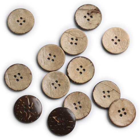 25mm Brown Natural Coconut Shell Buttons 1 inch 4 Holes Button Coconut Shell Buttons for Crafts Sewing Wooden Buttons for DIY Crafts 100PCS...