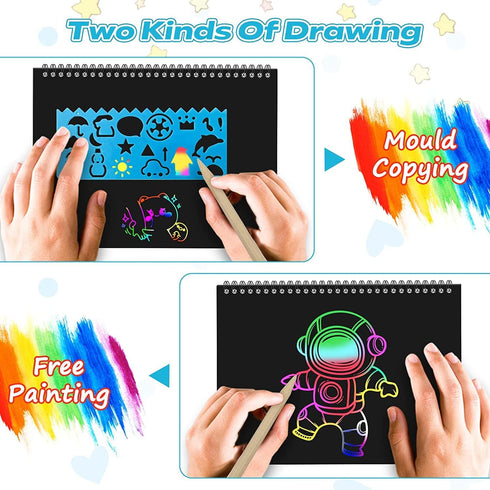 Smasiagon Scratch Paper Art Set for Kids, 2 Pack Scratch Off Art Notebook Crafts Halloween Gifts for Kids Ages 3-12 Girls Boys Birthday Christmas ...