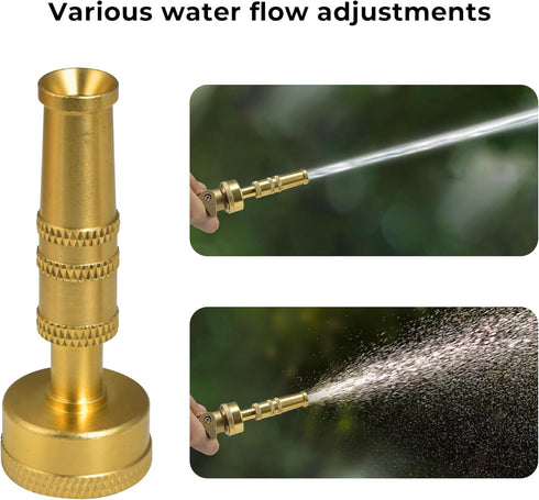 Heavy Duty Brass Adjustable Twist Hose Nozzle, 3/4" GHT Jet Nozzle High Pressure Garden Water Hose for Hose Outdoor Garden,Car Wash(2 Set?...