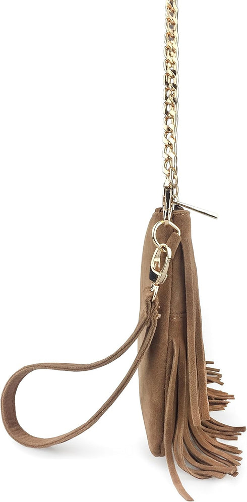 HOXIS Fringe Cross Body Bag Womens Small Shoulder Bag Top Zip Wristlet...