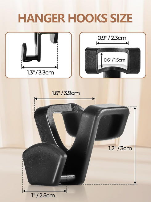 HOUSE DAY Space Saving Hanger Hooks 60 Pack, Black Clothes Hanger Connector Hooks, Heavy Duty Hanger Hooks Space Saver, Premium College Dorm Room ...