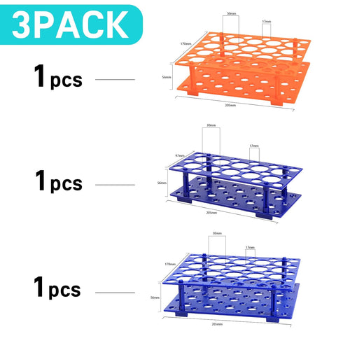 3 Pack Test Tube Rack Centrifuge Tube Holder for 10ml/15ml/50ml, Detachable Plastic Stand 128 Well...