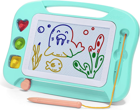 SGILE Magnetic Drawing Board for Kids, Colorful Erasable Doodle Board with Magnet Pen, Painting Sketch Pad with Three Stamps, Travel Toy, Birthday...