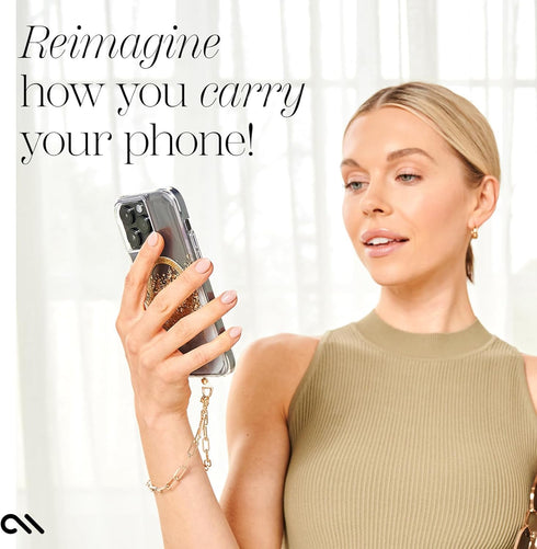 Case-Mate Phone Charm with Gold Metal Chain | Detachable Anti Theft Phone Strap | Hands-Free iPhone Wrist Strap for Women | Phone Chain Wristlet -...