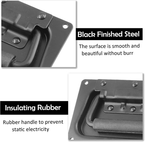 2Pcs Recessed Spring Loaded Speaker Handles, 5.1" x 3.15" Chest Cabinet Speaker Case Handles, Black...