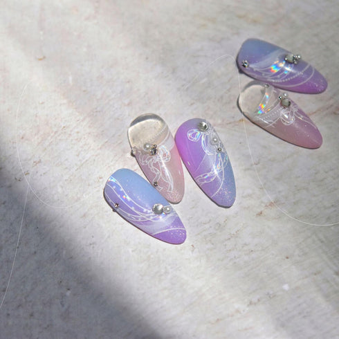 White Streamer Nail Art Stickers 5D Embossed Engraved Nail Decals Rhinestones Design Nail Supplies Reliefs Ribbon Nail Stickers for Nail Art Self-...