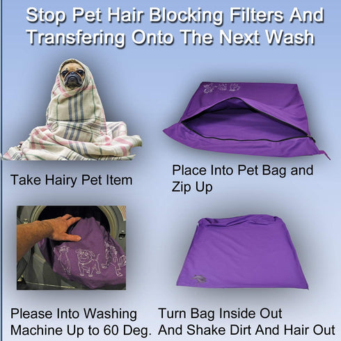 Pet Laundry Bag | Stops Pet Hair Blocking the Washing Machine | Jumbo Size Wash Bag Ideal For Dog Cat Horse Guinea Pig | Hair Remover Safely...
