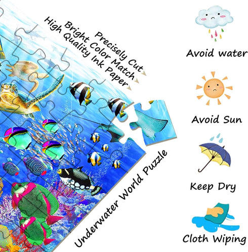 Puzzles for Kids Ages 4-6 6-8 Year Old - Underwater World - 100 Pieces for Kids Cool Ocean Scene Jigsaw Puzzle for Toddler Children Learning Educa...