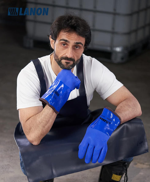 LANON PVC Coated Cold Proof Heavy Duty Gloves, Waterproof Warm Work Gloves for Freezer Work, Chemical & Oil Resistant, Non-Slip, XL...
