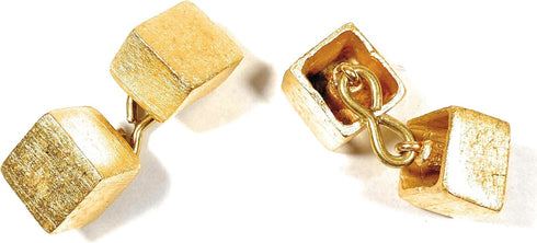 Designer Cube Gold Cufflinks Metallic for Blouse, Shirts Dress, Gold Cuff Link Sets 1/2'' x 1/2'' x 3/8''...
