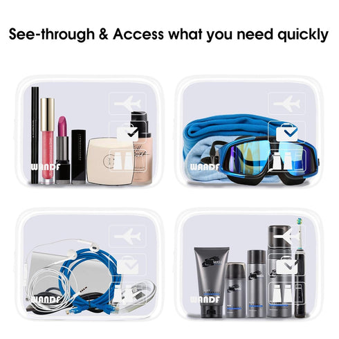 TSA Approved Clear Travel Toiletry Bag wih Zippers Carry-on Travel Accessories Quart Size Toiletries Cosmetic Pouch Makeup Bags for Men and Women ...