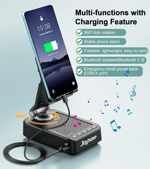 Gifts for Men Women, Joymate Bluetooth Speaker Phone Stand with Charging Function 360° Rotable Adjustable Cell Phone Holder HD Surround Sound for ...