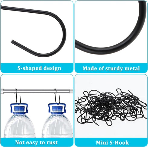 Giantree 60Pcs Mini S Hooks, 1 Inch Small S Hooks for Hanging Small Metal Hooks S Hooks Black, S Shaped Mini Hooks for DIY Crafts Jewellery Hangin...
