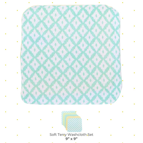 Spasilk Washcloth Wipes Set for Newborn Boys and Girls, Soft Terry Washcloth Set, Pack of 10, Green Diamonds...