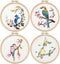4 Sets Embroidery Kit, Art Craft Handy Sewing Set for Beginners, Hummingbird and Flower Cross Stitch Starter Kits, Chinese Traditional DIY Embroid...