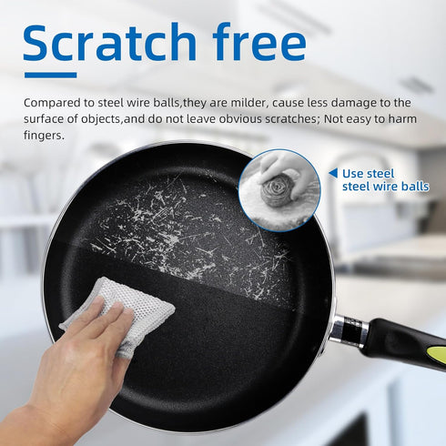 Large Size Non Scratch Steel Wire Dishwashing Rags,Substitute for Steel Wool Scrubbers,Kitchen Cleaning Cloths, Multifunctional Wire Dishcloth for...