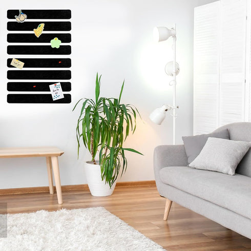 8 Pcs Black Felt Pin Board Bar Strips Bulletin Board ?Self-Adhesive Bulletin Board Bar Strips?Cork Boards for Walls with 35 Pushpins, for Paste No...