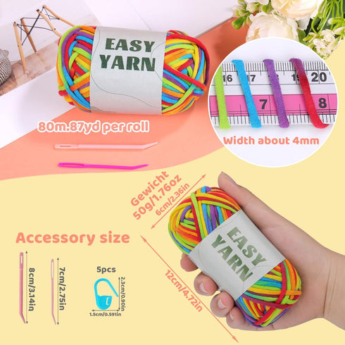 50g Rainbow Beginner Crochet Yarn for Crocheting and Knitting, Rainbow Yarn for Beginners, Beginner Crochet Yarn with Easy-to-See Stitches, Rainbo...