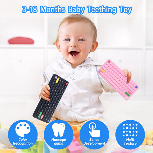 Baby Keyboard Teething Toys for Babies 0-3, 0-6, 6-12 Months | Soft Silicone Baby Keyboard Teethers Toys | Baby Fidget Toys 0-6 Months | Infant Te...