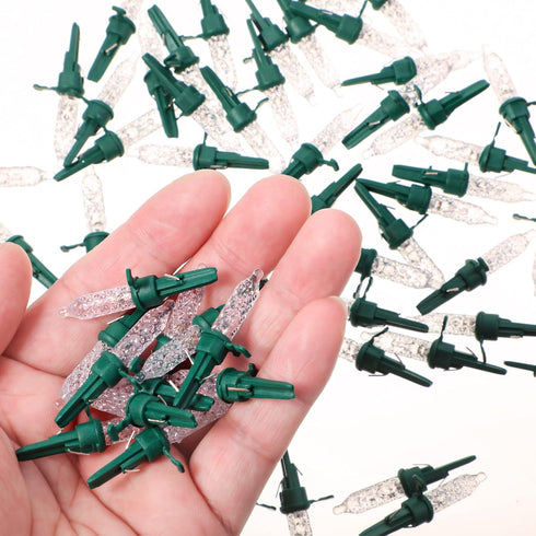 60 Pack Christmas Replacement Mini Bulbs 3 V LED String Lights Outdoor Indoor Wide Angle Bulbs for Christmas Tree Garden Home (Green Base with War...