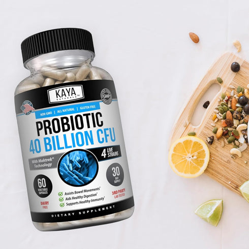 Kaya Naturals Probiotic 40 Billion CFU | Probiotics for Women, Probiotics for Men and Adults, Natural | Gut Health & Immune Support Supplement | P...